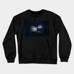 Lotus Flowers in Midnight Blue Digital Art Crewneck Sweatshirt